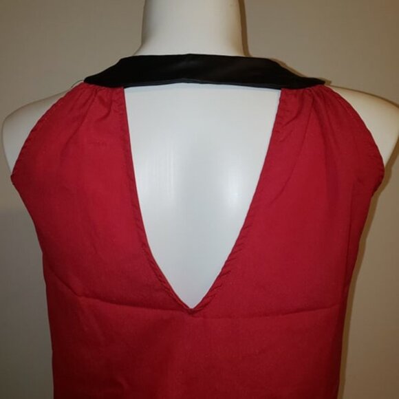 Dots Red cowl neck tank top with pleather straps - Picture 4 of 5